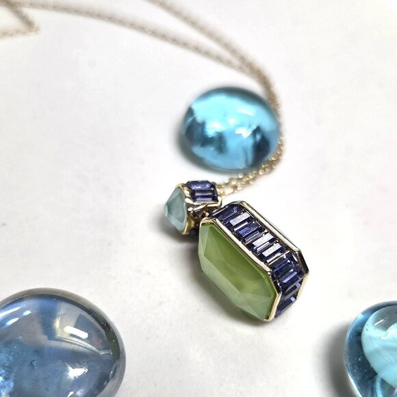 Swarovski Chroma Crystal Pendant Necklace Gold Tone Multi Colour Combination - Picture 8 of 12